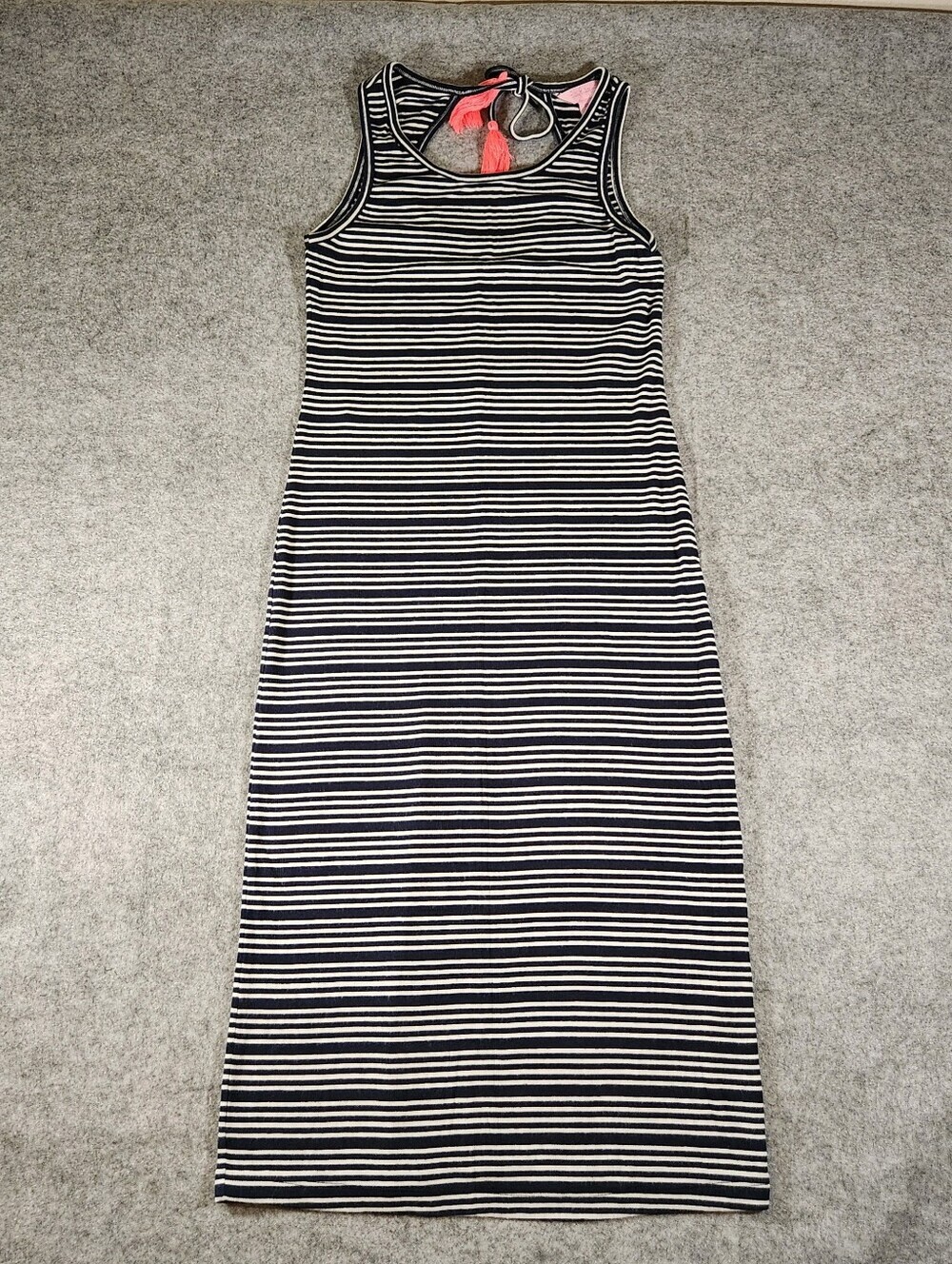 Lilly Pulitzer Navy & White Striped Tank Maxi with Coral Tassel Tie Size Xsmall